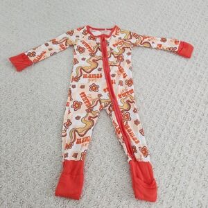 Mamas Girl Bamboo Retro Floral Zipper Sleeper Orange size 6-12M